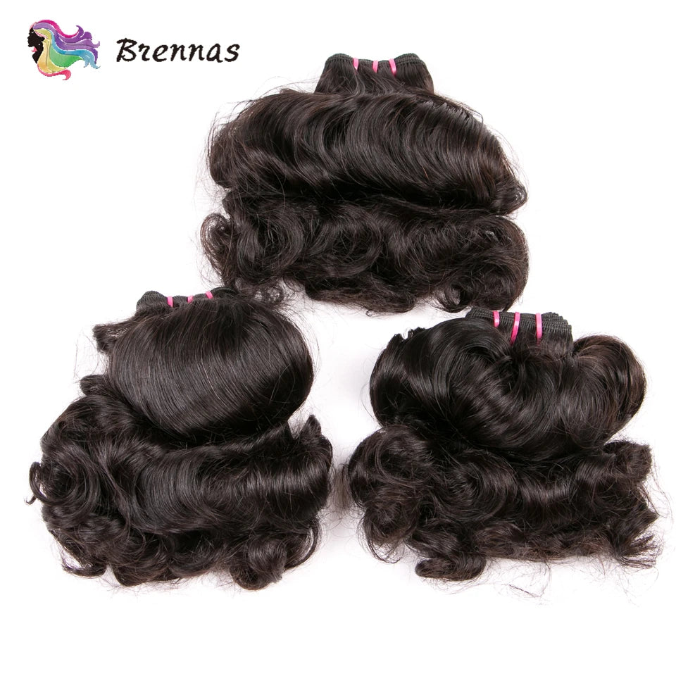 Double Drawn Human Hair Bundles Brazilian Funmi Hair Bouncy Curl 3 Bundles Deal Natural Color Human Hair Bundles Weave For Women
