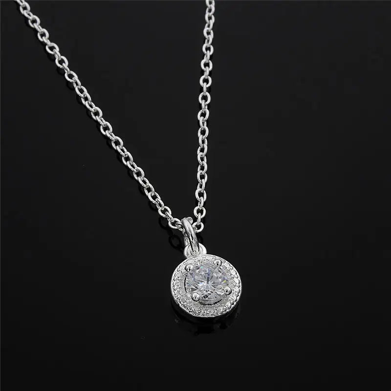 925 Sterling Silver Round Crystal Necklaces For Women Luxury Quality Jewelry Accesories Money 925 Everything