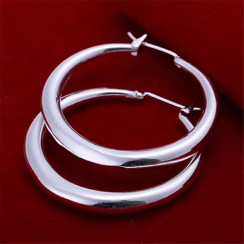 925 Sterling Silver 3.5cm Round earrings high quality 18K gold plated Fashion Jewelry Wedding Christmas Gift