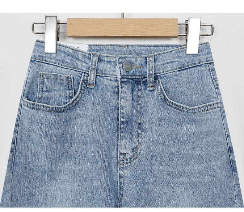 Light Blue Jeans Women Straight Leg Elastic Chic Boyfriend Pants Denim Streetwear Women Ladies Cargo Pants New Fashion 2023