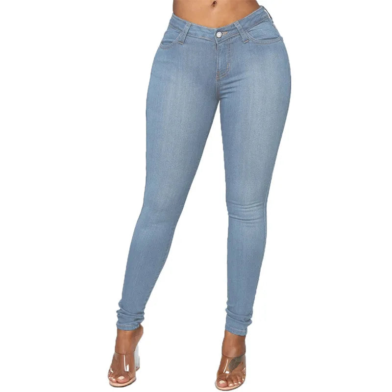 Skinny Jeans Women Pencil Pants Super Stretch Denim Sexy Slim Women Fashion High Waist Solid Retro Commuter Office Lady Jean