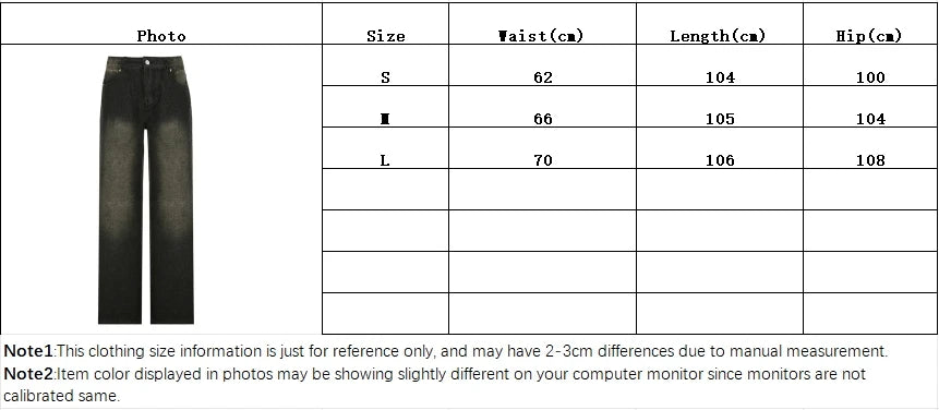 Low Waist Jeans for Women Goth Y2k Style Baggy Jeans Punk New Jeans Wide Leg Denim Pants Kpop Casual Loose Streetwear