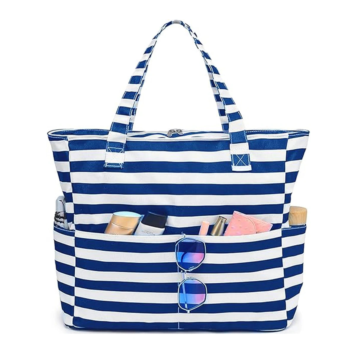 Beach Tote Bag Women,Foldable Travel Bag with Anti-Sand Pocket Lightweight Storage Bag for Gym/Shopping Packable in Carry-On