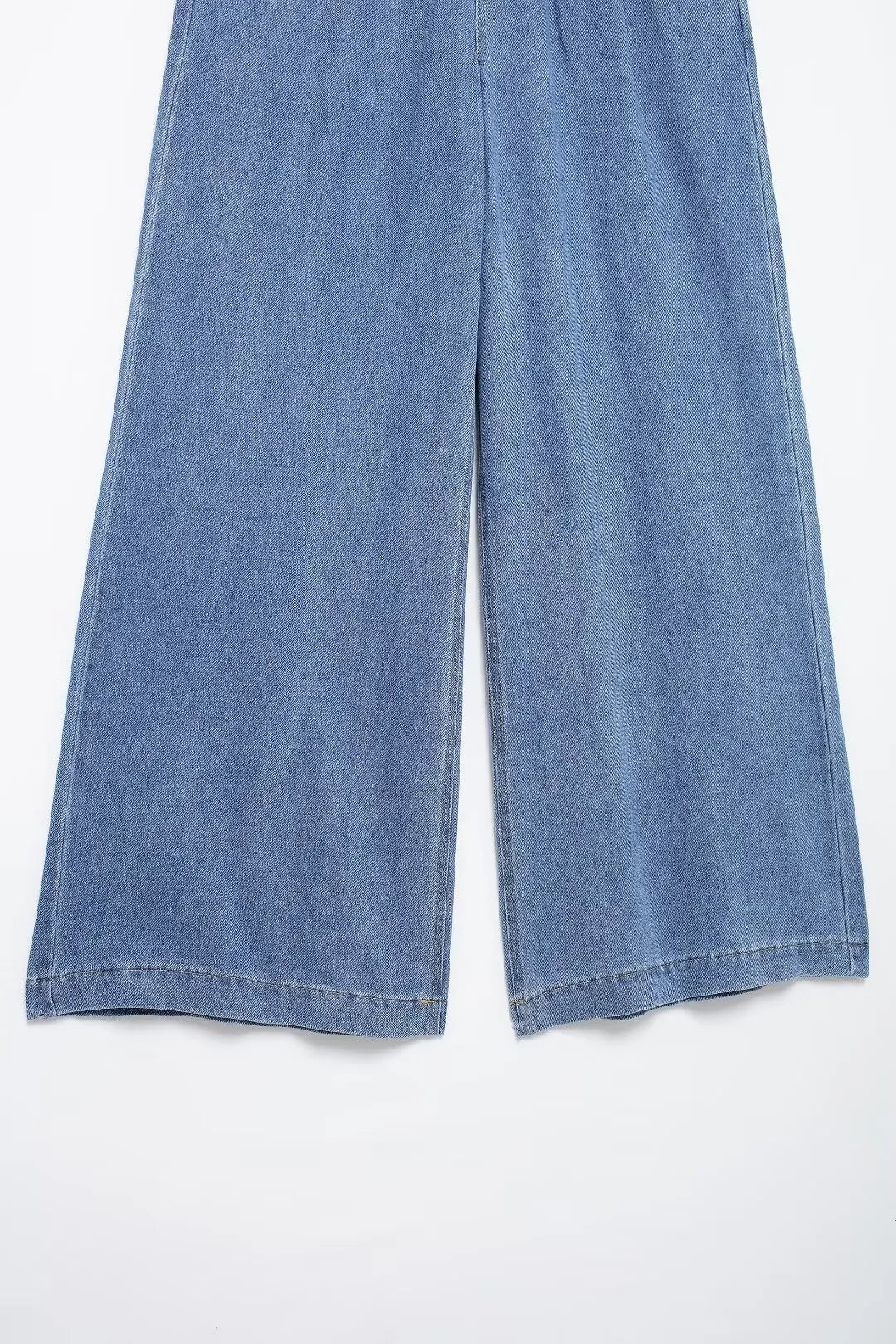2024 Autumn Denim Pant For Women Loose High Waist Jeans Female Fashion Drawstring Elastic Waist Wide Leg Pants
