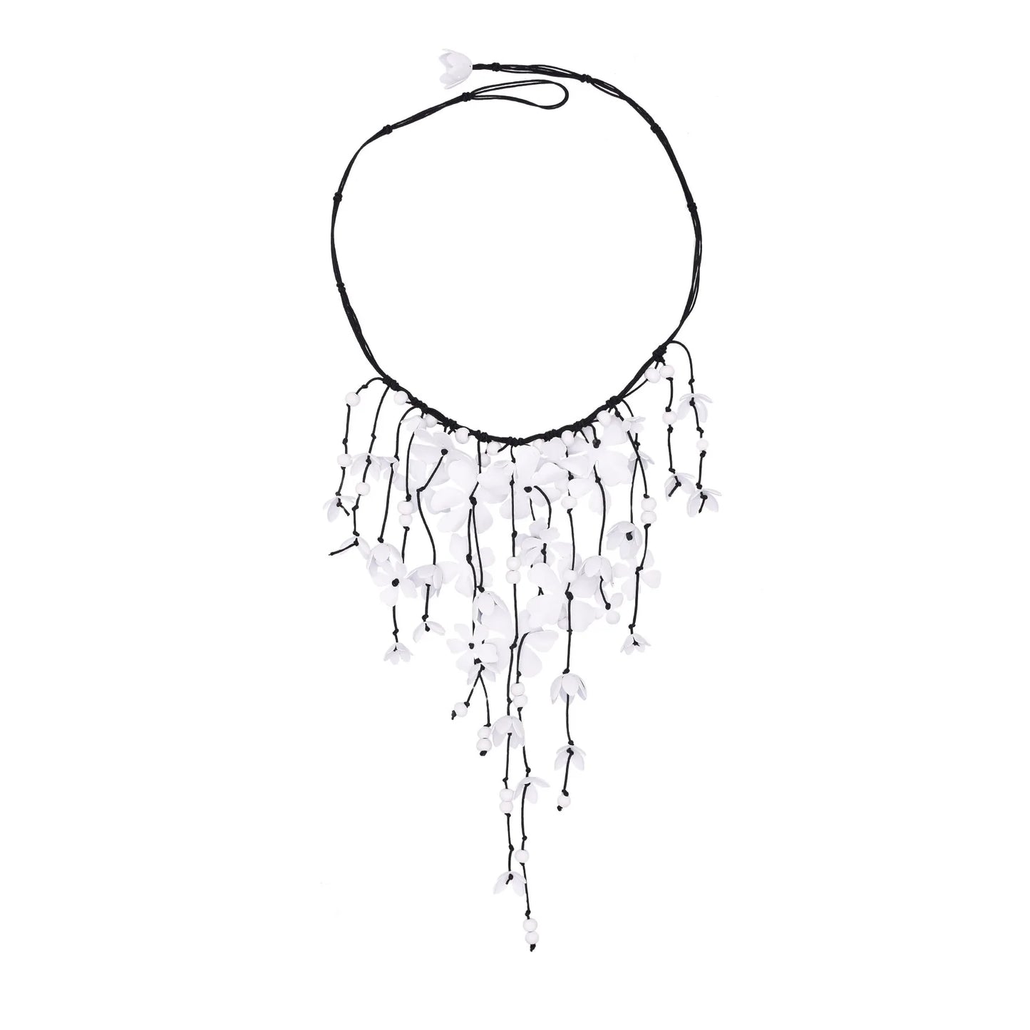 Bohemian Flower Necklace Hand Woven Multi-layer Floral Necklace Exaggerated Collarbone Chain Bridal Dress Accessories for Women