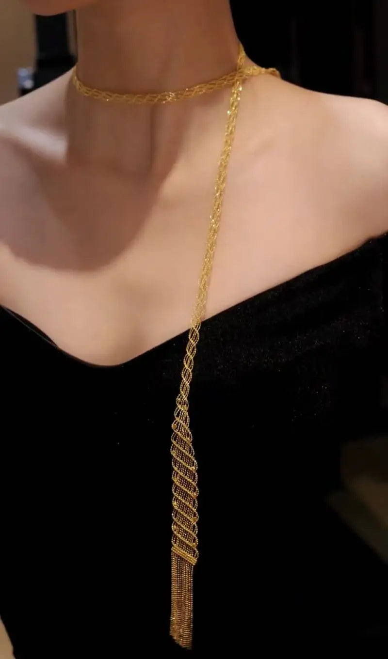 Unique Original Design Women's necklaces Sterling Silver Tiny Beads Ribbon Necklace wome present new year's accessories