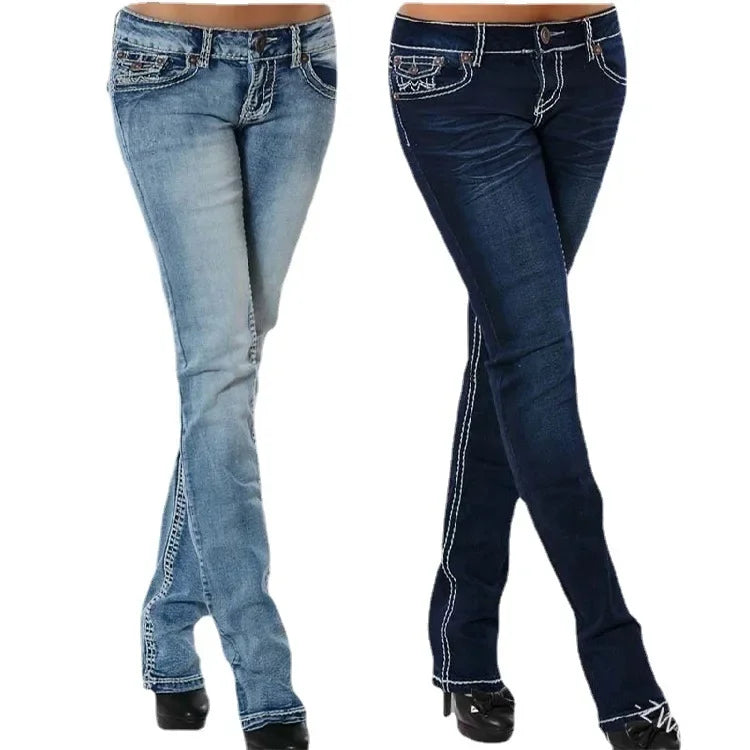 2024 Fall New Women High Waist Boot Cut Jeans Fashion Slim Denim Flared Pants Street Casual Trousers