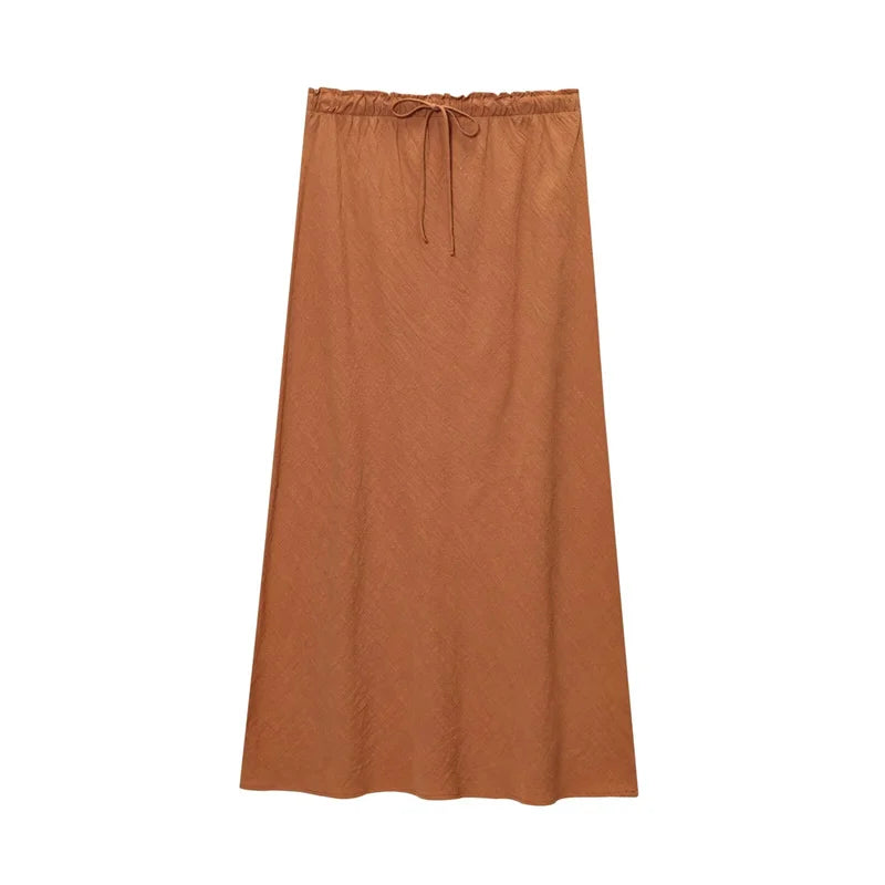 Women's Skirt New Fall 2025 Solid Color Drawstring Design Skirt Skirt Casual Fashion Personality Versatile