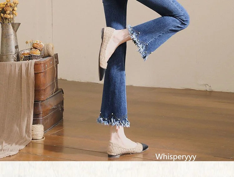 Denim Pants For Women Spring And Autumn Elastic Show Nine Points Trousers High Waist Korea Fashion Flared Jeans Female Casual
