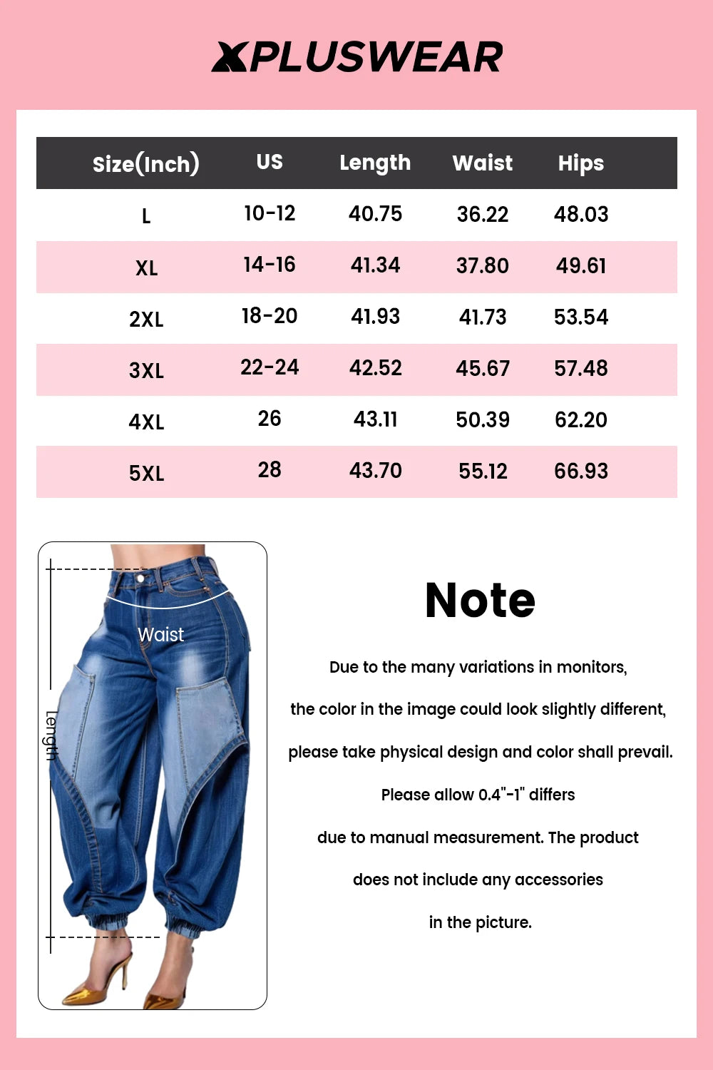 Plus Size Women's Jeans Cargo Pants High Waist Blue Jogging Denim Pants with Pockets 2025