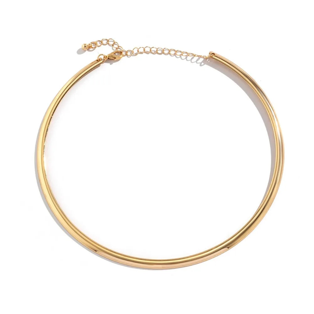 Elegant Simple Chunky Circle Necklace for Women Trendy Choker Collar 2024 Fashion Jewelry on The Neck Accessories Female