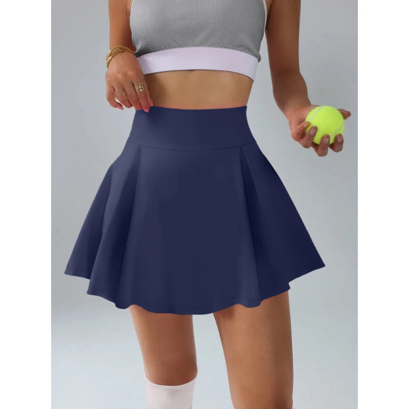 Women's Skirts Simple Fresh Style Tennis Sports Pleated Skirt Built-in Safety Pants Vibrant and Playful Solid Colour Waist Skir
