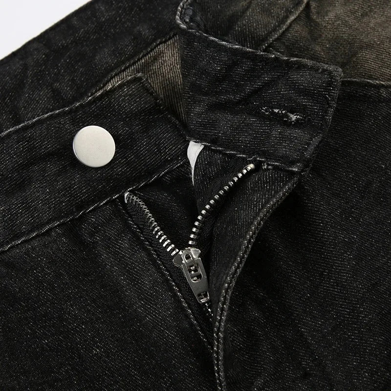 Low Waist Jeans for Women Goth Y2k Style Baggy Jeans Punk New Jeans Wide Leg Denim Pants Kpop Casual Loose Streetwear