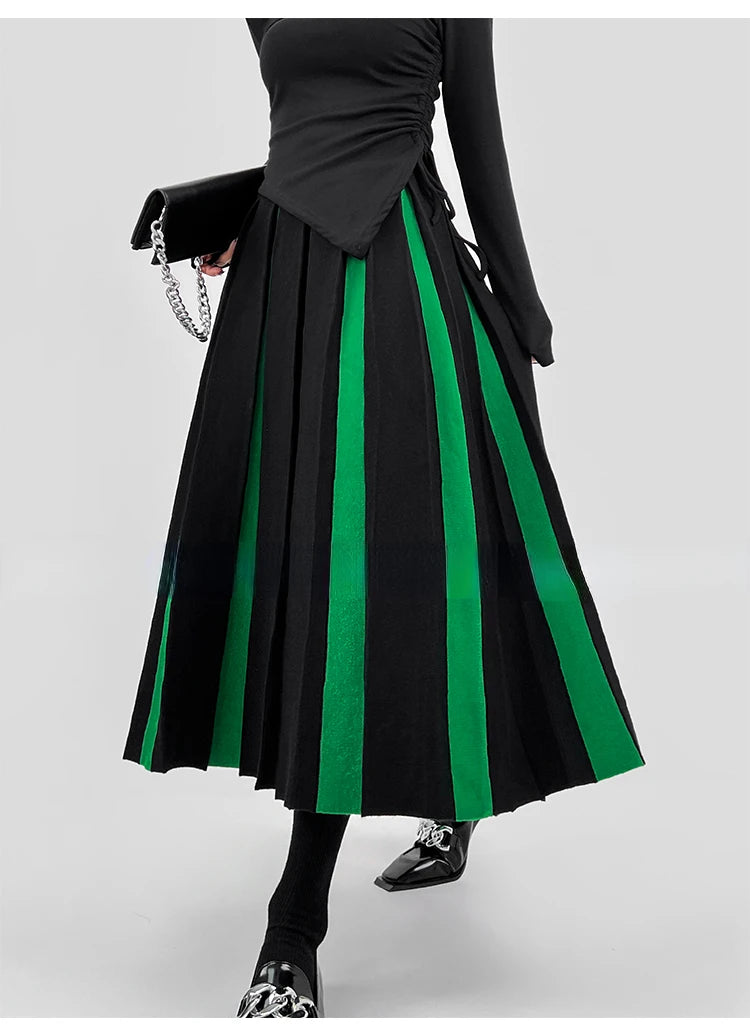 Long Skirts for Women Winter Knitted A-LINE Skirt Black White Luxury Elegant Women's Skirts Fashion 2025 High Waist Slim Skirts