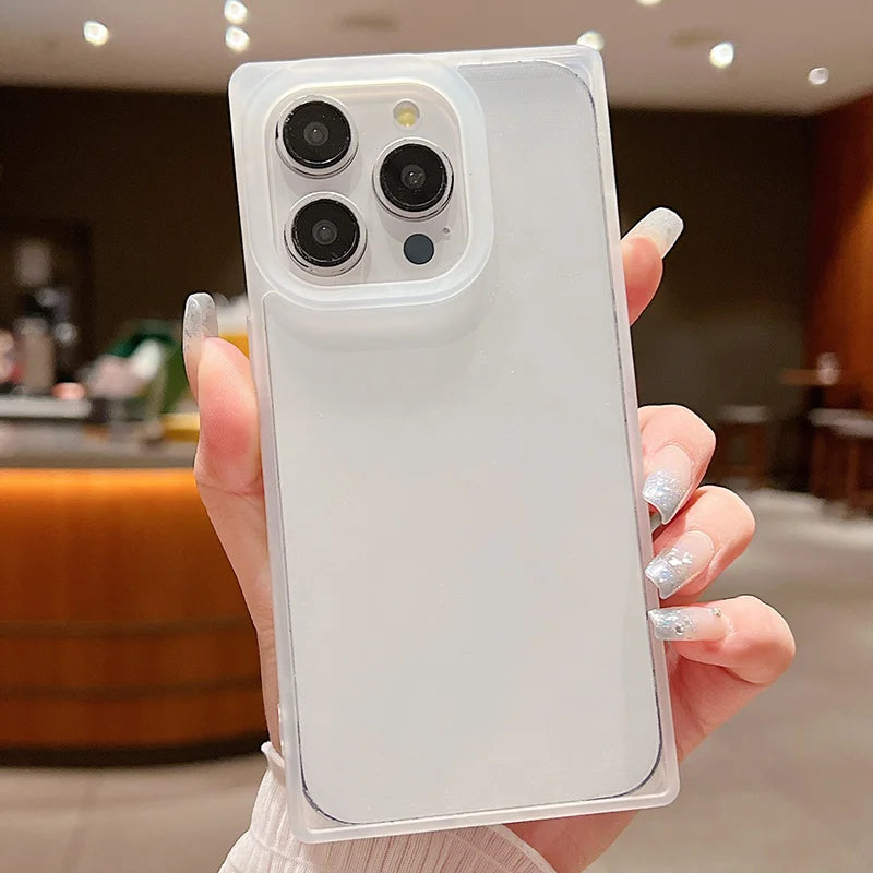 Rectangular Clear Case For iPhone 16 15 Pro Max 14 Plus 13 12 Pro Max 11 Shockproof Camera Lens Protection Soft TPU Phone Cover