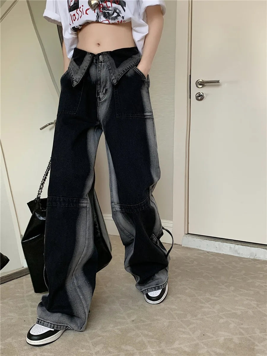 Women Jeans Baggy Aesthetic Vintage Aesthetic Oversize Cowboy Pants Harajuku Streetwear Emo Trashy Denim High Street Trousers