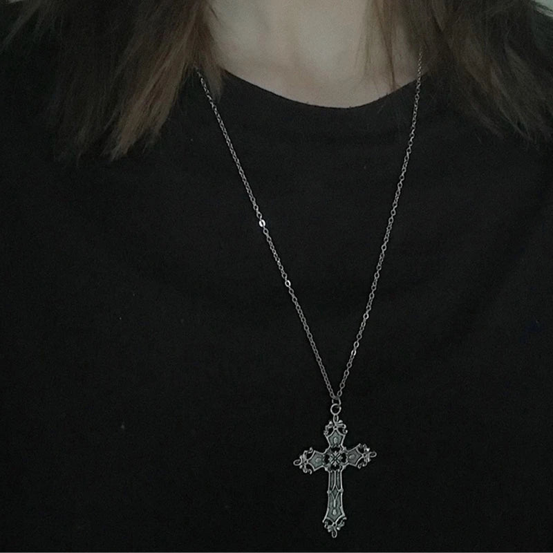 Fashion Christian Necklaces for Women Wen Gift Vintage Gothic for Pendant Long Chain Necklace Choker Goth Punk Jew