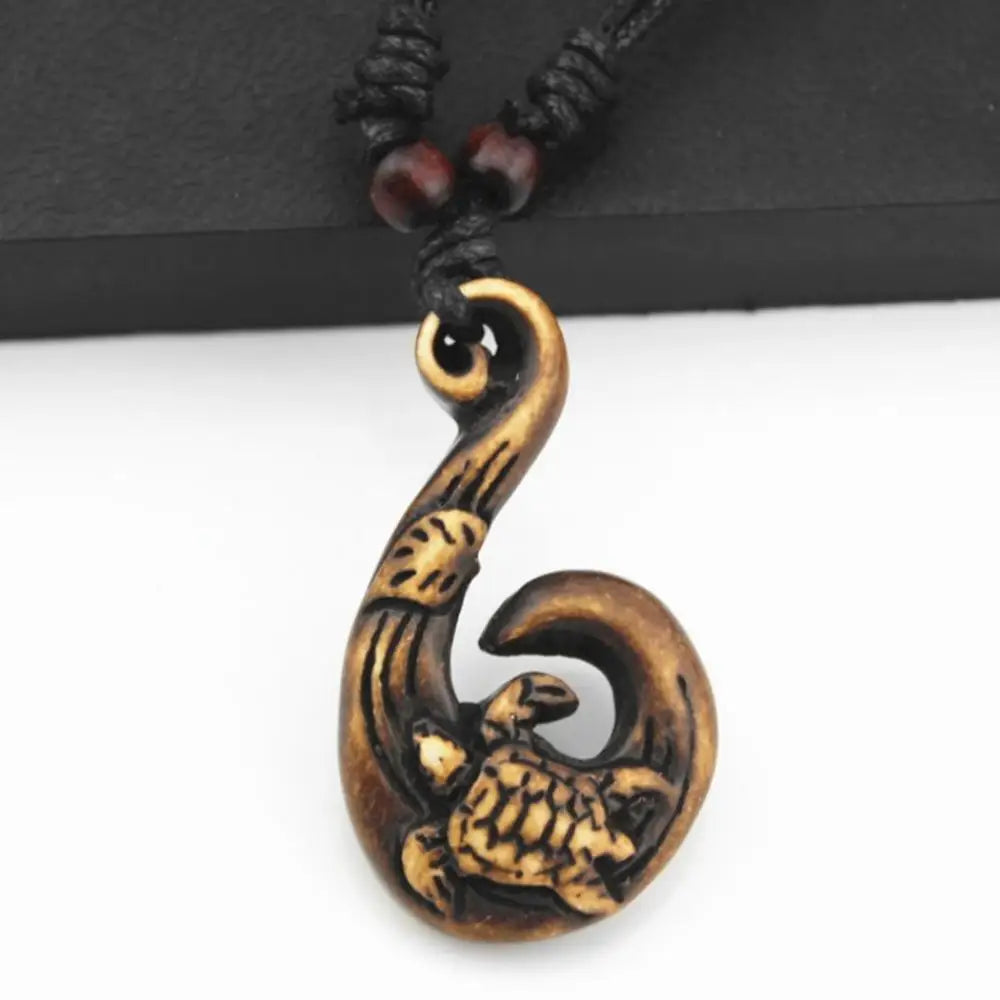 Turtle Necklace for Women Men Yak Bone Tortoise Hawaii Tribal Surfer Necklace Sea Turtles Pendants Necklaces