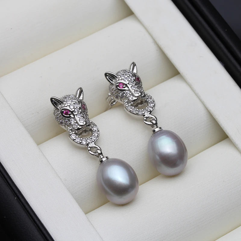 Women's Earrings Trend Hanging Real River Cultured Natural Freshwater Pearl Earring Mother Daughter Birthday Gift White Black