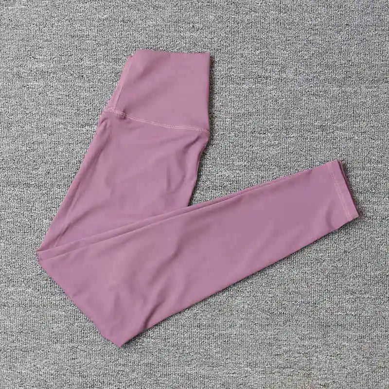 Women's High Waist Yoga Pants Nude Stretch Slim Fitness Sports Pants Peach Hip Yoga Tights