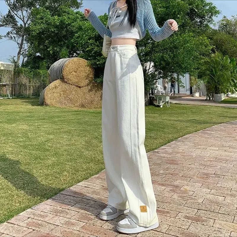 Denim Pants Woman High Waist Shot Straight Leg Trousers Jeans for Women with Pockets Office Retro Fashion Casual Luxury Designer