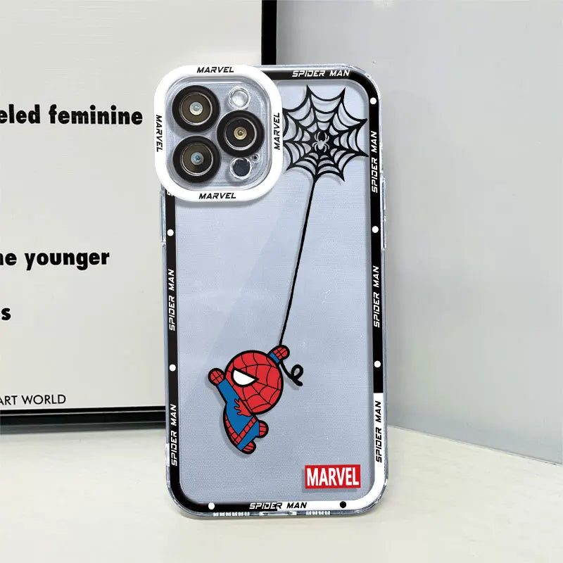 phone Soft case for iphone 11 14 13 cases 15 8 Plus XR 7 12 Pro 6S XS Max Mini X SE funda TPU Coque Spider Web Spiderman Marvel