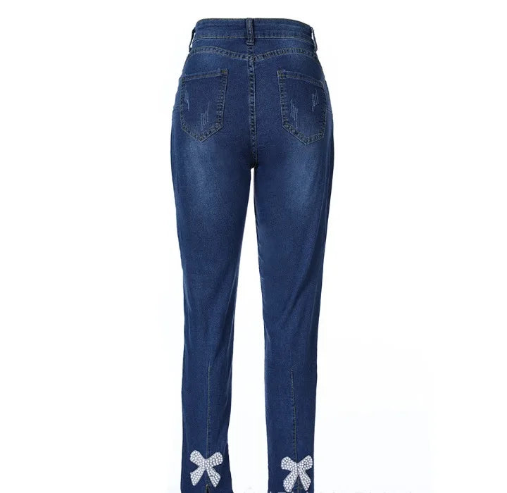 Winter Jeans Women Streetwear Spring and Summer 2024 Fashion Versatile Casual Bow Denim Pants Y2k Pencil Trousers for Female