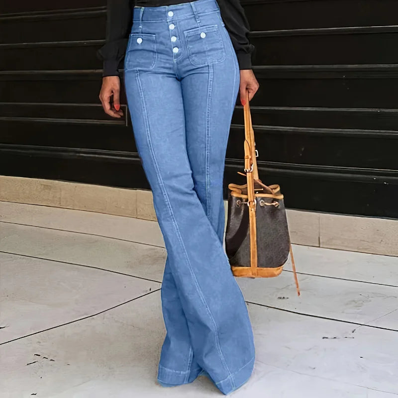 Women Fashion Vintage Washing Denim Long Pant Wide Leg High Waist Jeans 2025 New Lady Summer Commuter Y2k Denim Trousers