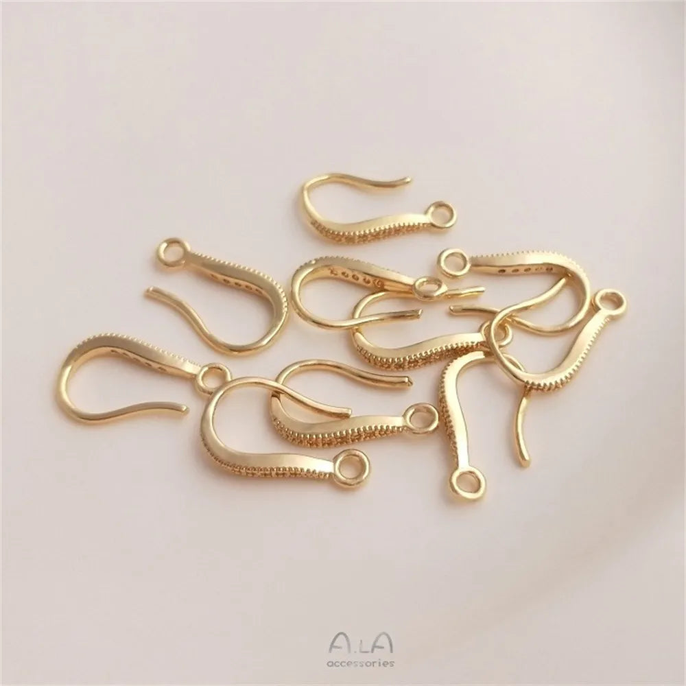 Earring Accessories 14K Gold Inlaid Zircon Ear Hook with Hanging Ring Handmade Original DIY Ear Accessory Ear Hook Material E113