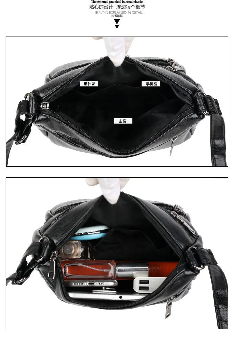 Women Mother Bag Middle-aged Elderly Shoulder Messenger Crossbody Bag Purses Handbags Bolsa 3 Zippers Luxury Design