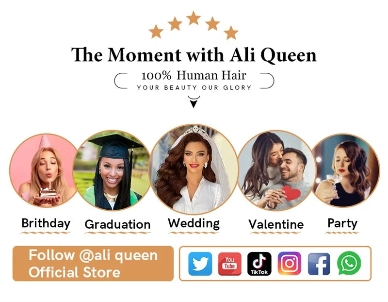 Ali Queen Double Drawn Hair Bundles Straight Human Hair Bundles Virgin Hair Weave For Women Indian 100% Human Hair Extensions