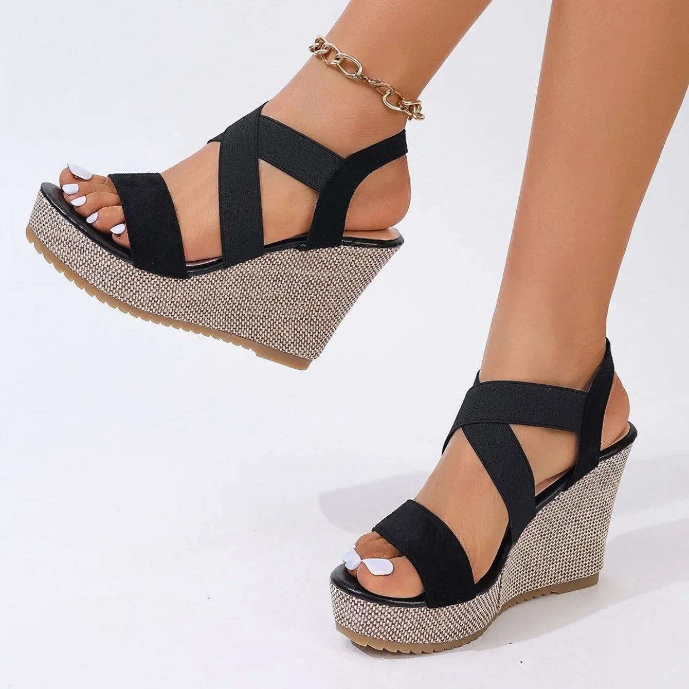 Women Sandals Wedge Waterproof Thick-soled Shoes New Summer Fashion Sandals Roman Platform-soled Sandals Large Size Women Shoes