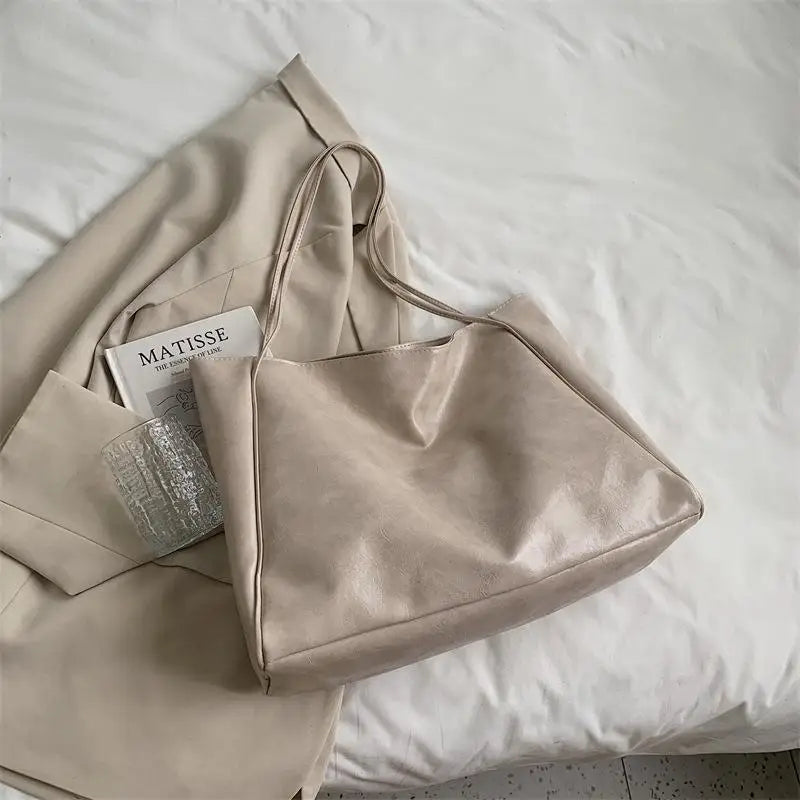 Women Tote Bag Fashion Underarm Pouch Large Capacity Soft Pu Leather Shoulder Bag Retro Crossbody Bag Casual Portable BucketBags