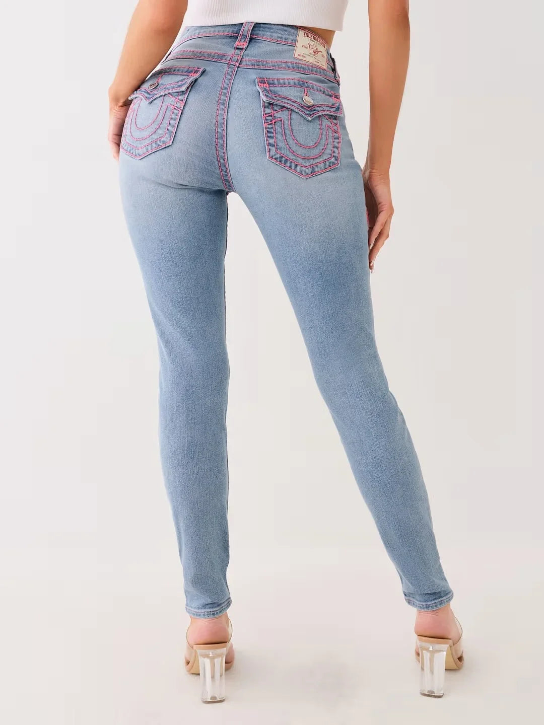 Sexy Retro Buddha Embroidered Low Rise Jeans Womens Skinny Jeans Fashionable Flare Jean Casual Washed Pants Sweatwear Denim Pant