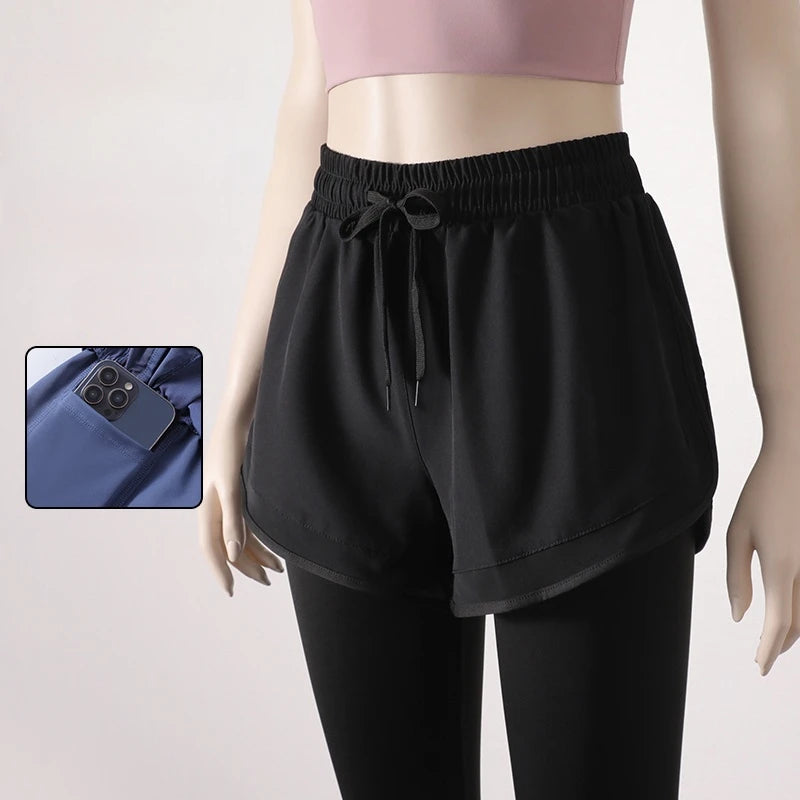 Yoga Pants Leggings Two-piece Skirt Style Quick-drying Workout Yoga Pants Women Pockets Sport Trousers Leggings