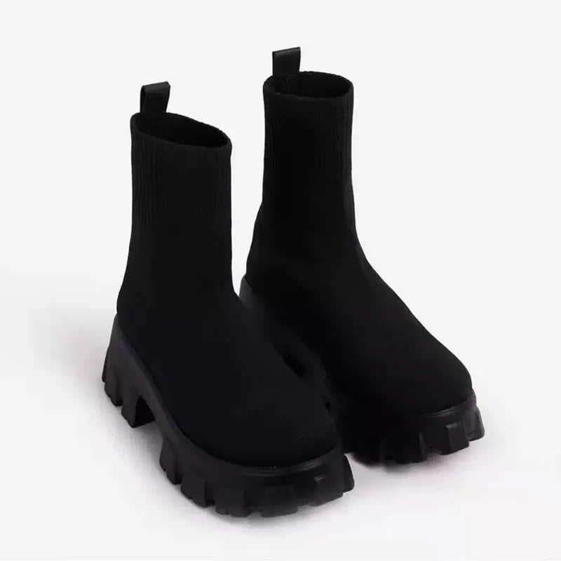 Women's Socks Shoes 2025 Spring Autumn New Fashion Breathable Casual Wedges Platform Ankle Boots Zapatos De Mujer Boots