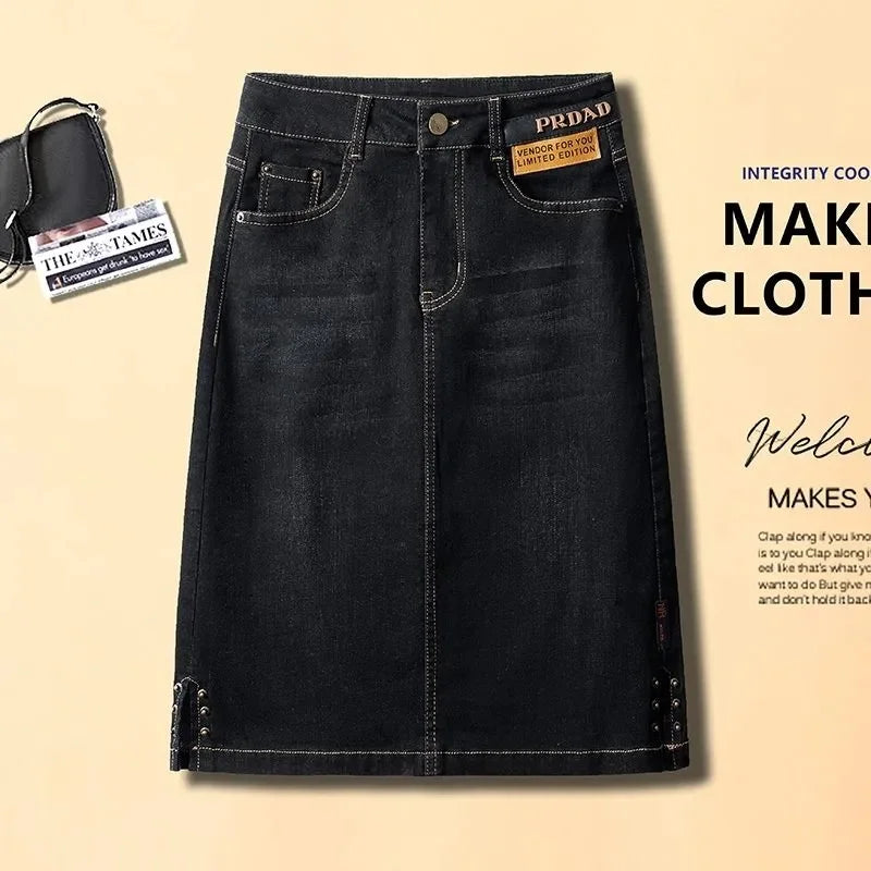 Women's Denim Skirts Spring Summer High-waisted Jeans Skirts Streetwear Female Sexy Sheath Skirts Fashion Split Retro Skirts