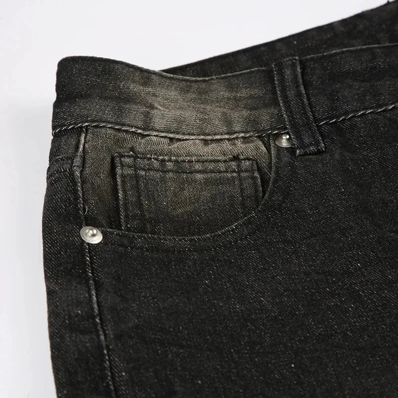 Low Waist Jeans for Women Goth Y2k Style Baggy Jeans Punk New Jeans Wide Leg Denim Pants Kpop Casual Loose Streetwear