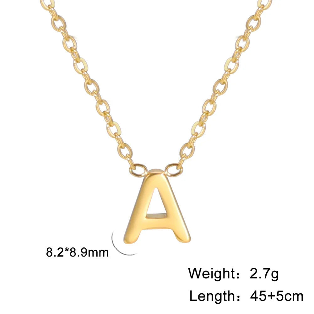 Initial A-Z Letter Necklaces for Women Elegant Chains Choker 26 Alphabet Pendant Necklace Stainless Steel Jewelry collier femme