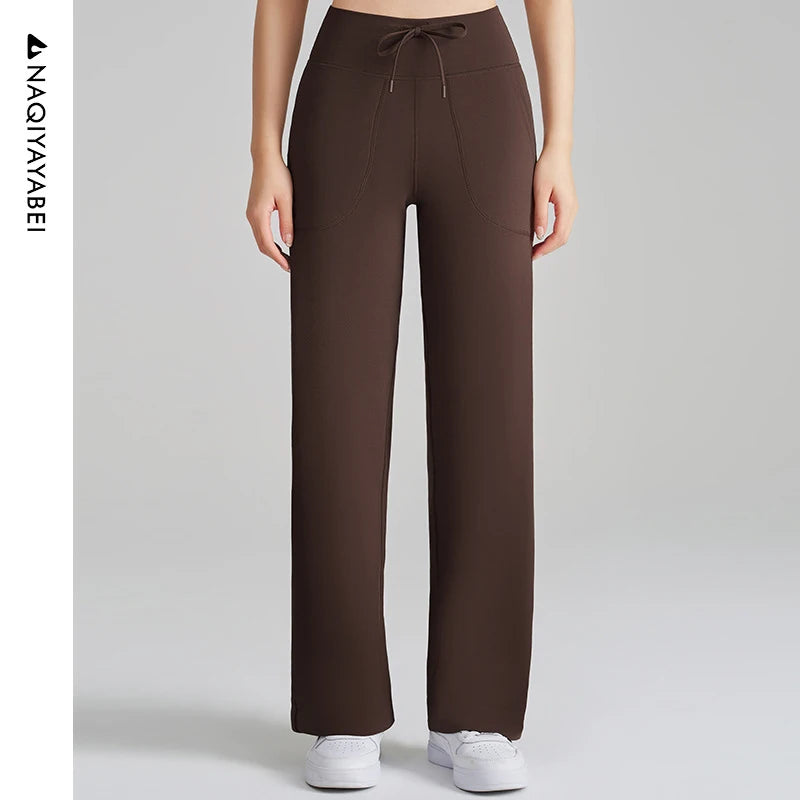 Women's High Waist Stretch Yoga Pants Quick Dry Breathable Loose Running Pants Gym Outdoor Training Pants