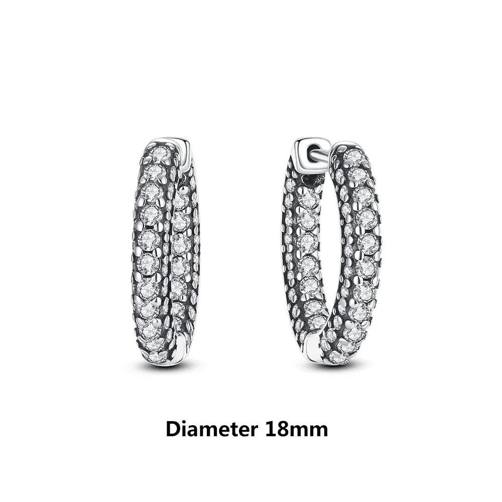 Original 925 Sterling Silver Earrings 2025 Stud Hoop Crystal Earings For Women Rose Gold Crown Heart Infinity Bee Earing Jewelry