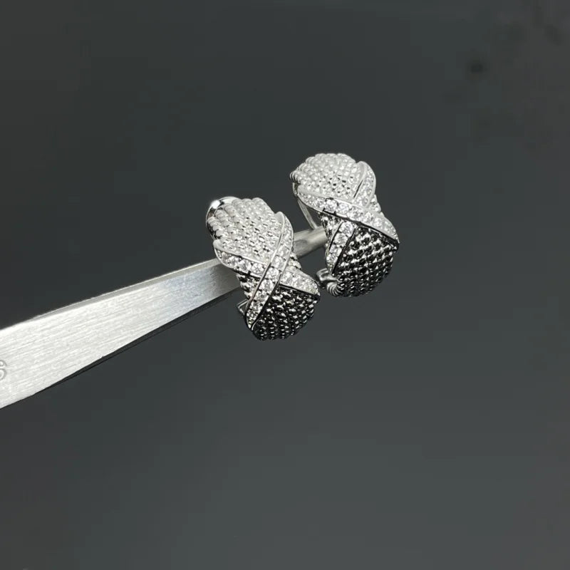 S925 sterling silver X-shaped earrings exquisite jewelry is a must-have choice for gatherings, banquets, and parties