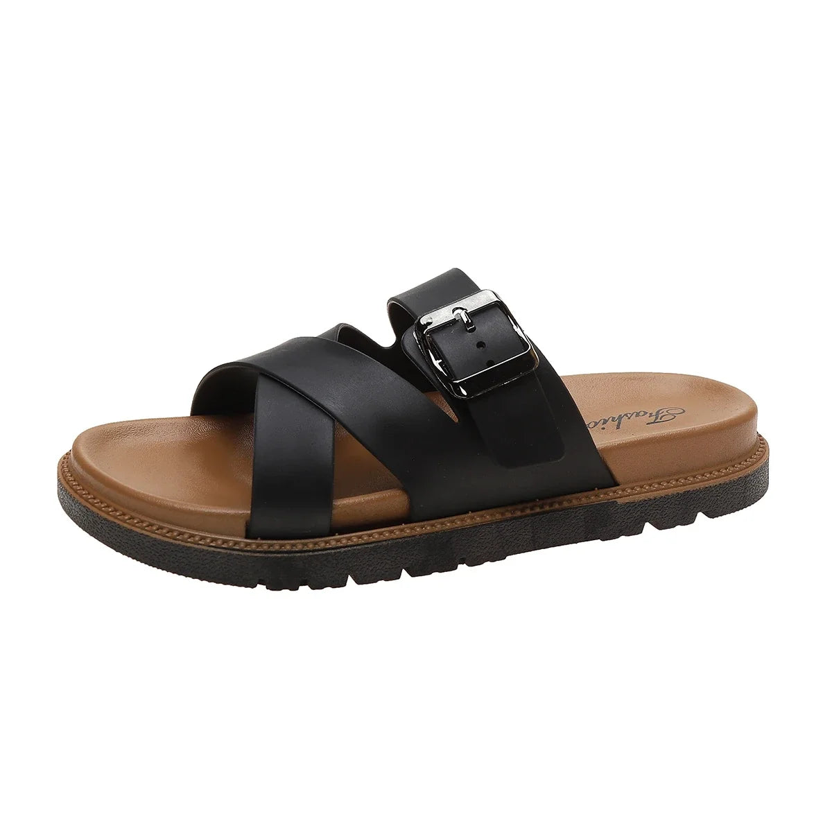Shoes for Women 2025 Trendy Summer Women's Slippers Sexy Open Toe Broadband Slip-on Thick-soled Shoes Casual Flat Slippers