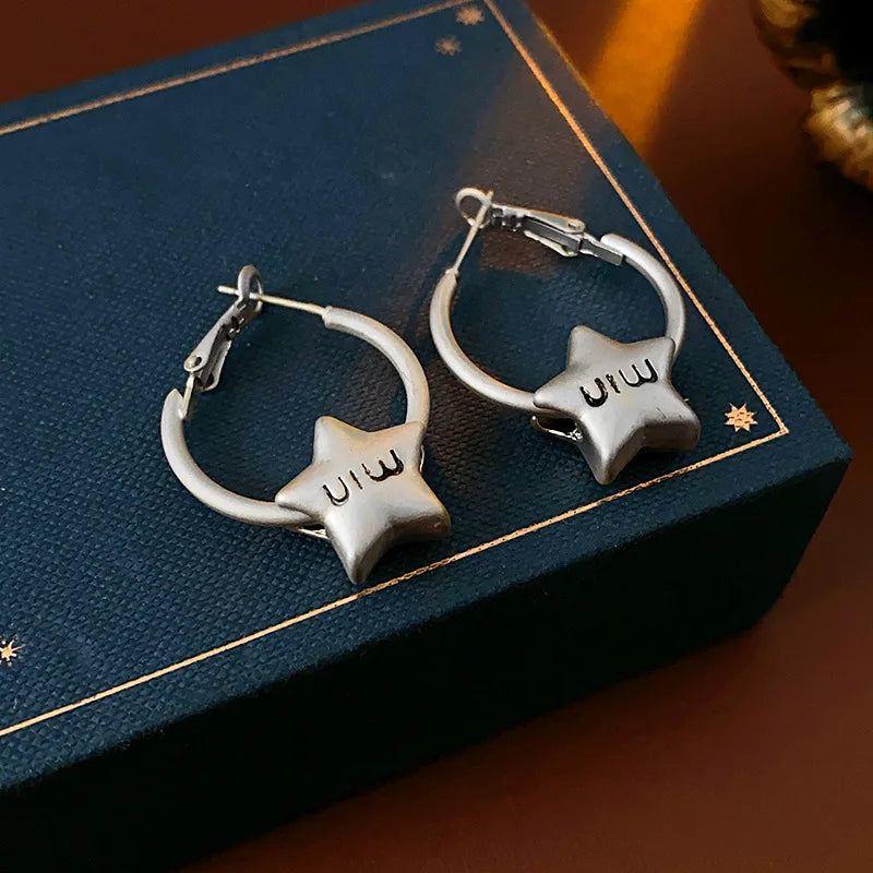 European and American Style Letter Round Ear Rings,fashionable and Versatile for Commuting,simple and Elegant Earrings for Women