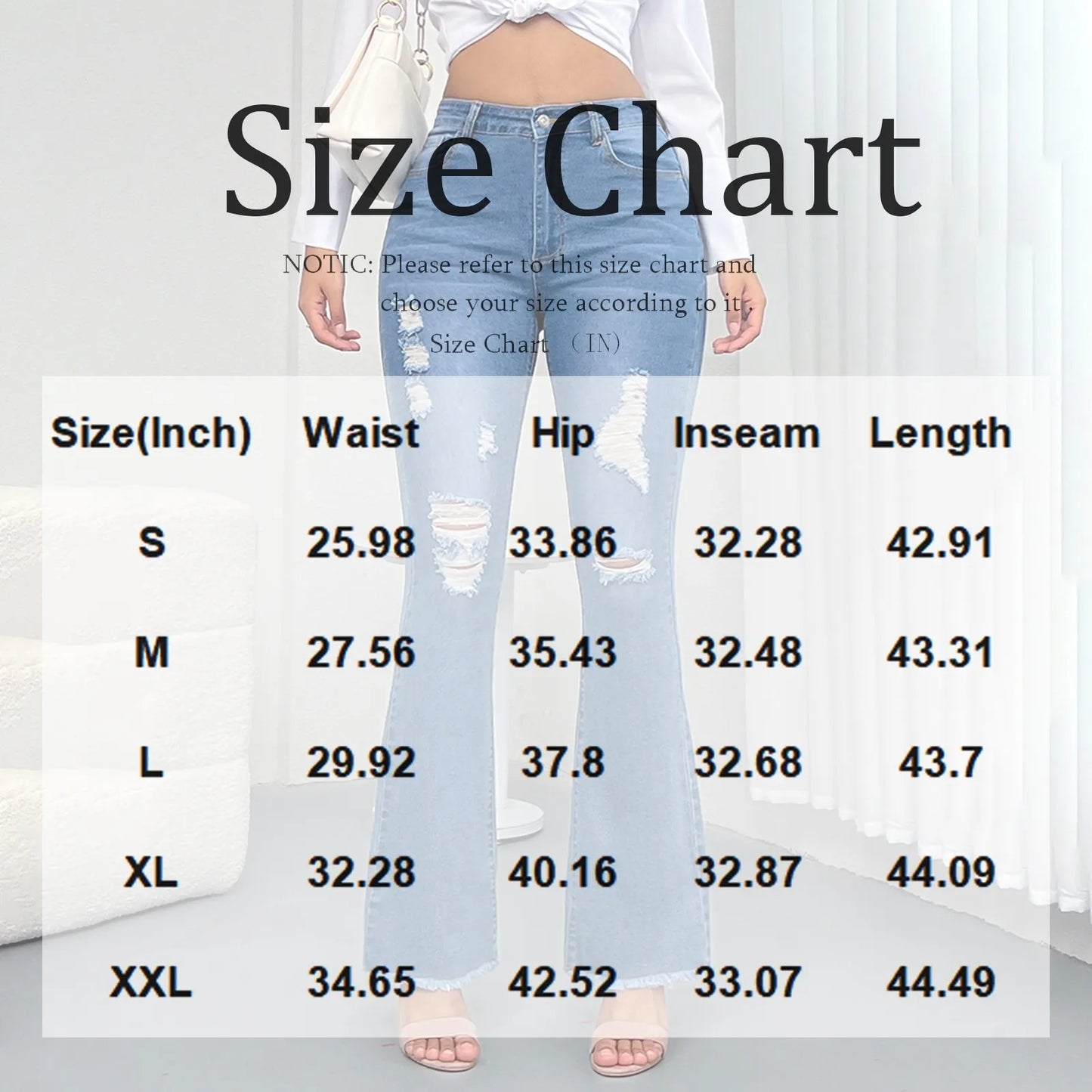 2025 New Spring Women's Ripped Jeans Cotton Slim High Waist Solid Color Sexy Denim Pants Fashion Street Flared Pants