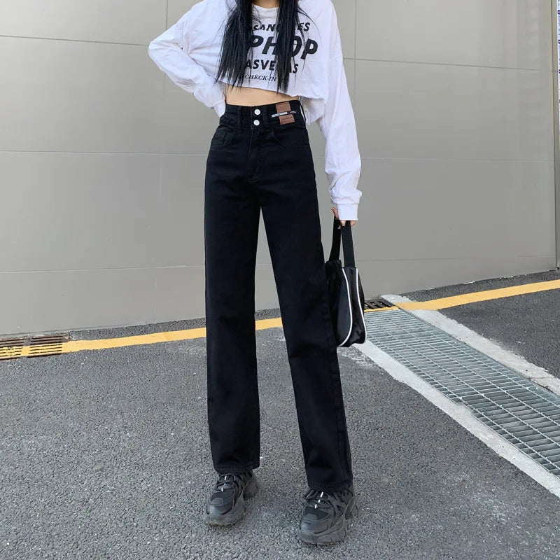 Women's High-Waisted Wide-Leg Jeans, Women's Spring Wear, New Loose Straight-Legged Small Man, Thin and Mopping Long Pants