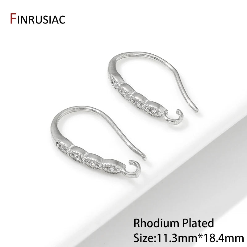 18K Gold Plated Brass Crystal Earrings Findings Earwire Clasps Hooks For DIY Women Handmade Earrings Accessories Wholesale