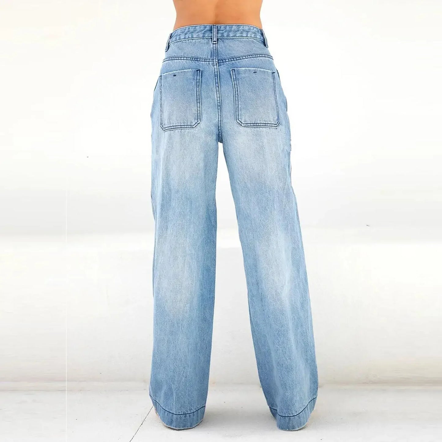 2025 Women's Straight Jeans Four Seasons High Waist Loose Fashion Casual Wide Leg Jeans Comfortable Commuting Streetwear Pants