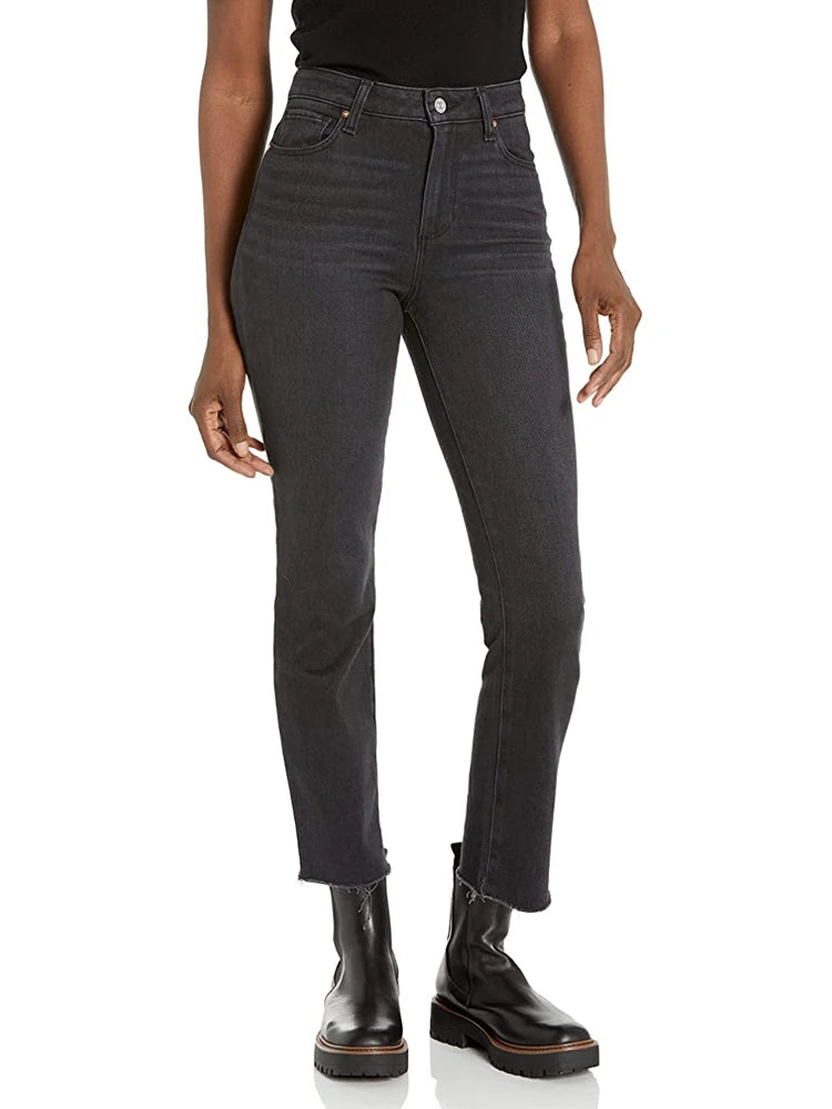 Light Blue Jeans Women Straight Leg Elastic Chic Boyfriend Pants Denim Streetwear Women Ladies Cargo Pants New Fashion 2023
