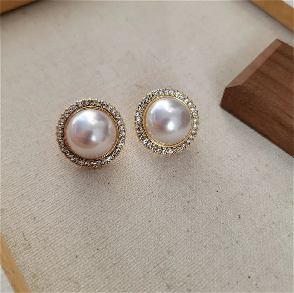 Women Elegant Pearl Double Layers Necklace Earrings Exquisite Vintage Classic Chains For Lady Party Wedding Retro Jewelry Choker